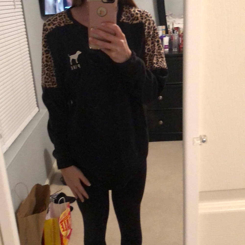 PINK BLACK AND LEOPARD TEE